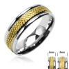 NEW- Gold IP Grooved Steel Ring